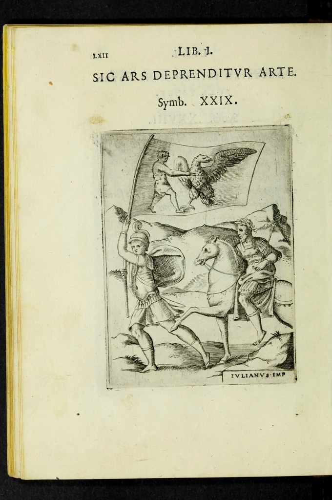 An illustration from Achillis Bocchii Bonon. Symbolicarvm qvaestionvm, de vniverso genere, quas serio ludebat, libri qvinqve, 1574, leaf 114