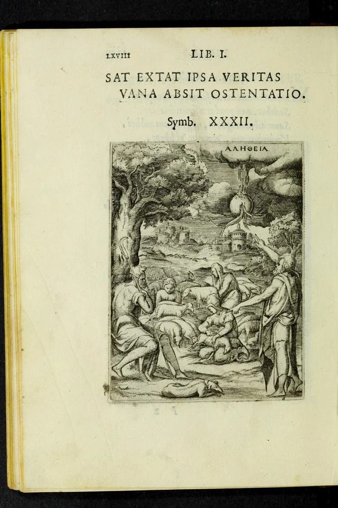 An illustration from Achillis Bocchii Bonon. Symbolicarvm qvaestionvm, de vniverso genere, quas serio ludebat, libri qvinqve, 1574, leaf 120