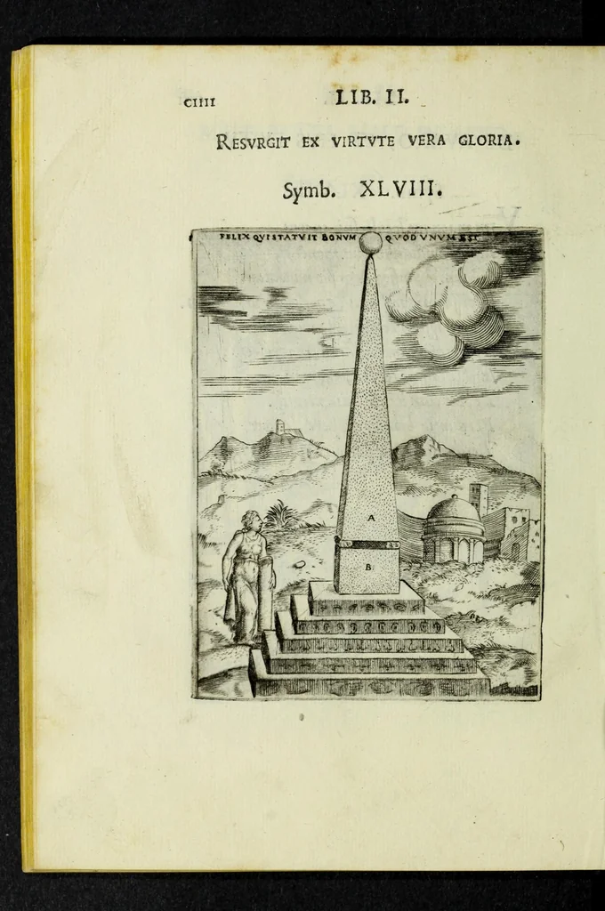 An illustration from Achillis Bocchii Bonon. Symbolicarvm qvaestionvm, de vniverso genere, quas serio ludebat, libri qvinqve, 1574, leaf 158