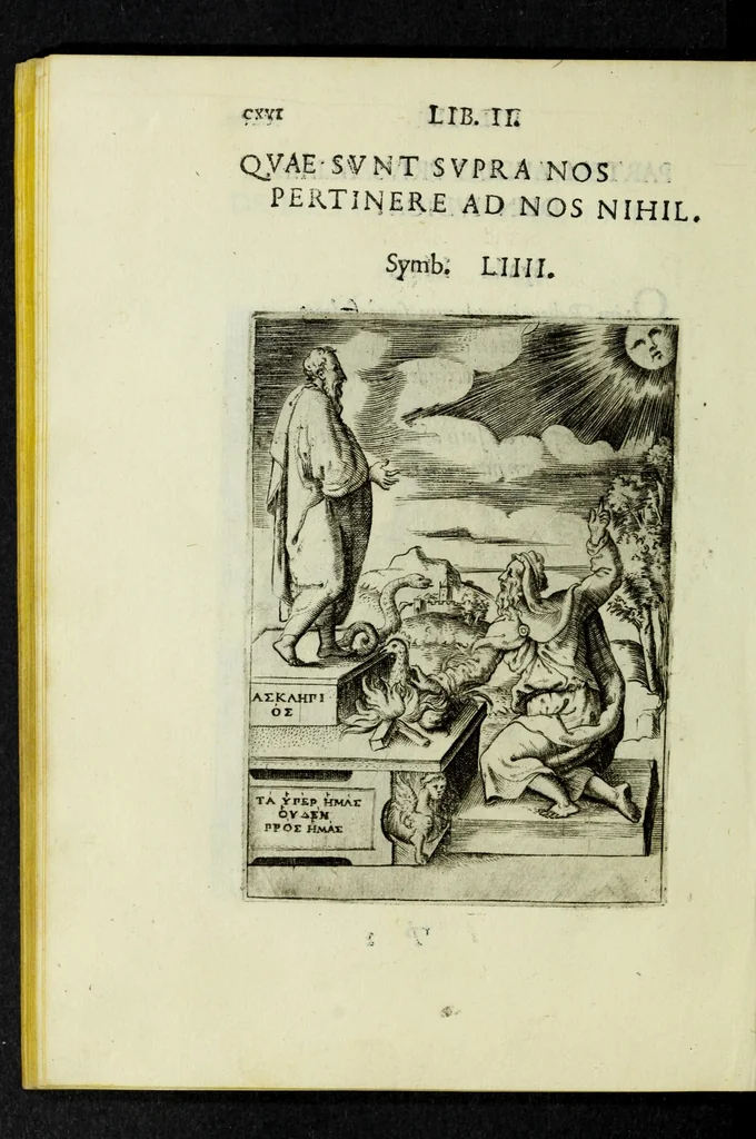 An illustration from Achillis Bocchii Bonon. Symbolicarvm qvaestionvm, de vniverso genere, quas serio ludebat, libri qvinqve, 1574, leaf 170