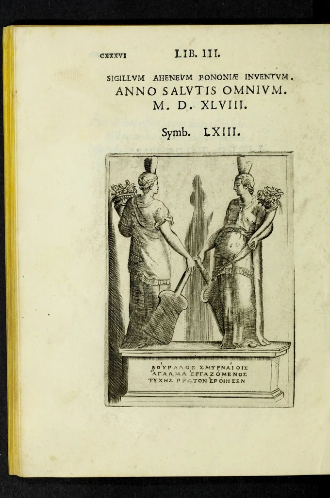 An illustration from Achillis Bocchii Bonon. Symbolicarvm qvaestionvm, de vniverso genere, quas serio ludebat, libri qvinqve, 1574, leaf 190