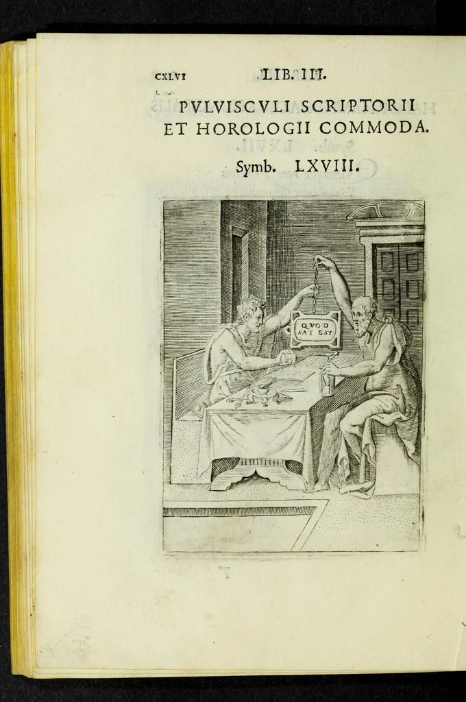 An illustration from Achillis Bocchii Bonon. Symbolicarvm qvaestionvm, de vniverso genere, quas serio ludebat, libri qvinqve, 1574, leaf 200