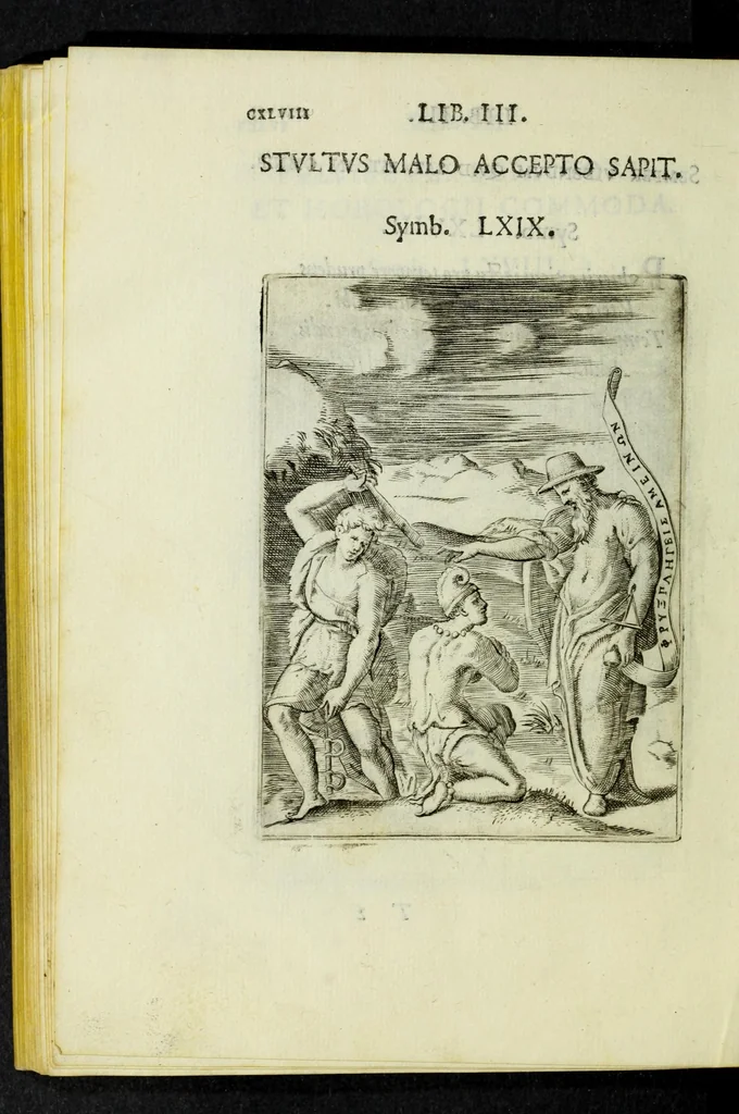 An illustration from Achillis Bocchii Bonon. Symbolicarvm qvaestionvm, de vniverso genere, quas serio ludebat, libri qvinqve, 1574, leaf 202