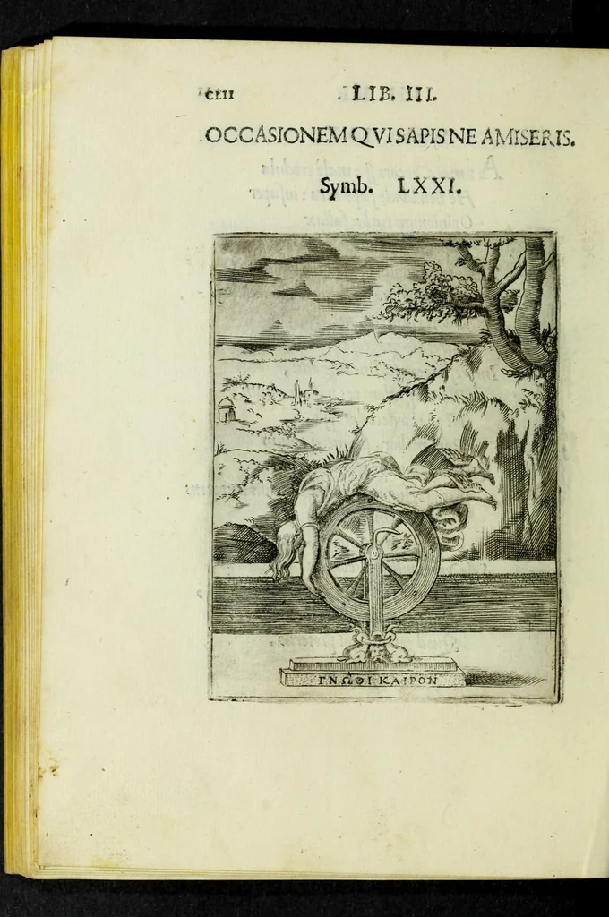 An illustration from Achillis Bocchii Bonon. Symbolicarvm qvaestionvm, de vniverso genere, quas serio ludebat, libri qvinqve, 1574, leaf 206