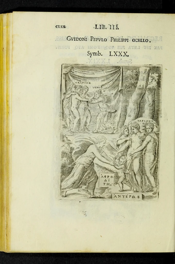 An illustration from Achillis Bocchii Bonon. Symbolicarvm qvaestionvm, de vniverso genere, quas serio ludebat, libri qvinqve, 1574, leaf 224