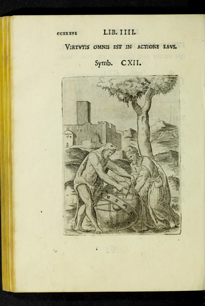 An illustration from Achillis Bocchii Bonon. Symbolicarvm qvaestionvm, de vniverso genere, quas serio ludebat, libri qvinqve, 1574, leaf 290