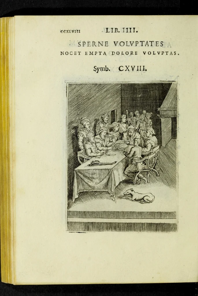 An illustration from Achillis Bocchii Bonon. Symbolicarvm qvaestionvm, de vniverso genere, quas serio ludebat, libri qvinqve, 1574, leaf 302