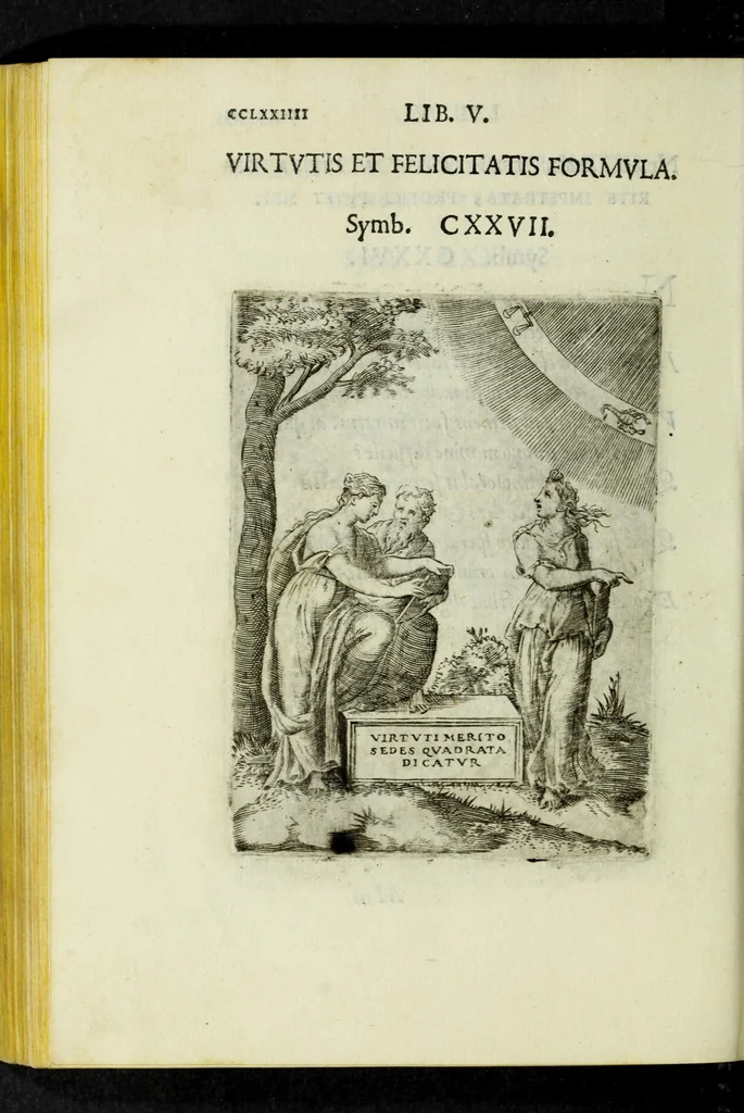 An illustration from Achillis Bocchii Bonon. Symbolicarvm qvaestionvm, de vniverso genere, quas serio ludebat, libri qvinqve, 1574, leaf 328