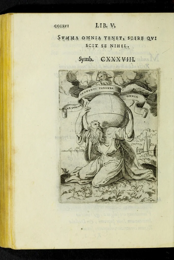 An illustration from Achillis Bocchii Bonon. Symbolicarvm qvaestionvm, de vniverso genere, quas serio ludebat, libri qvinqve, 1574, leaf 370