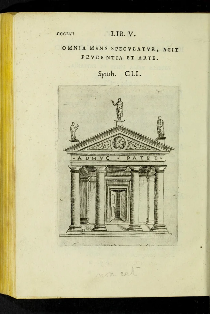 An illustration from Achillis Bocchii Bonon. Symbolicarvm qvaestionvm, de vniverso genere, quas serio ludebat, libri qvinqve, 1574, leaf 410