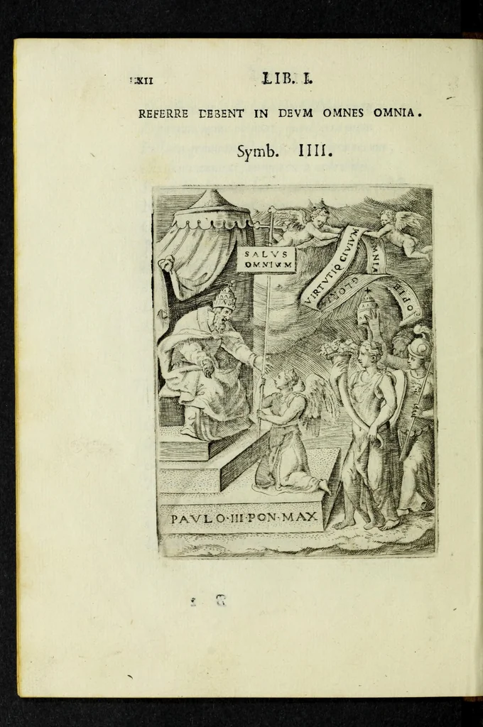 An illustration from Achillis Bocchii Bonon. Symbolicarvm qvaestionvm, de vniverso genere, quas serio ludebat, libri qvinqve, 1574, leaf 64