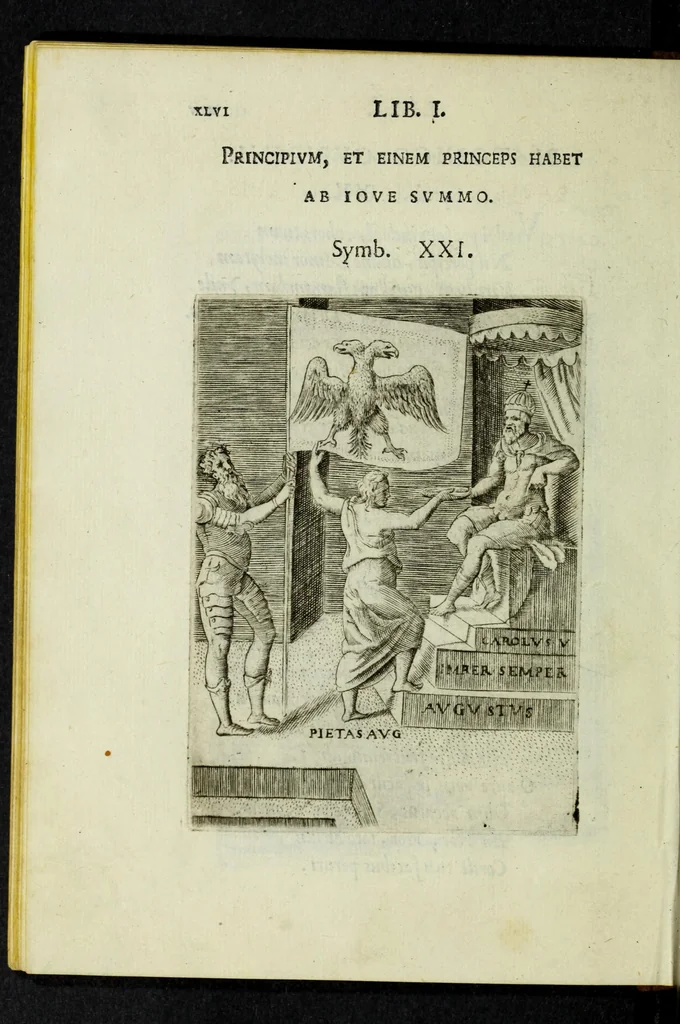 An illustration from Achillis Bocchii Bonon. Symbolicarvm qvaestionvm, de vniverso genere, quas serio ludebat, libri qvinqve, 1574, leaf 98