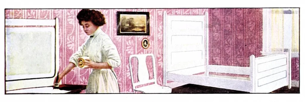 An illustration from Acme Quality painting guide book : a guide book of information for painters, decorators, architects, contractors and householders., 1916, leaf 45