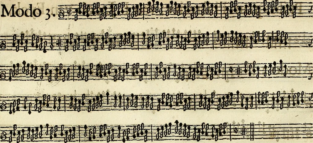 An illustration from [A composite music volume : containing Der Fluyten Lust-Hof, vol Psalmen, Paduanen, Allemanden, Couranten, Balletten, Airs, &c. konstigh en lieflik gefigureert, met veel veranderingen and 'T uitnemed kabinet, vol Pavanen, Almanden, Sarbanden, Couranten, Balletten, Intraden, Airs, &c. en de nieuwste voizen, om met 2 en 3 fioolen, of ander speel-tuigh te gebruiken], 1649, leaf 108