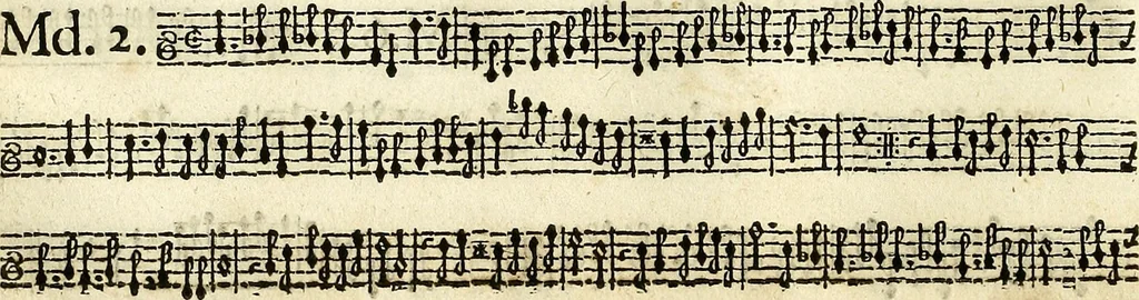 An illustration from [A composite music volume : containing Der Fluyten Lust-Hof, vol Psalmen, Paduanen, Allemanden, Couranten, Balletten, Airs, &c. konstigh en lieflik gefigureert, met veel veranderingen and 'T uitnemed kabinet, vol Pavanen, Almanden, Sarbanden, Couranten, Balletten, Intraden, Airs, &c. en de nieuwste voizen, om met 2 en 3 fioolen, of ander speel-tuigh te gebruiken], 1649, leaf 125