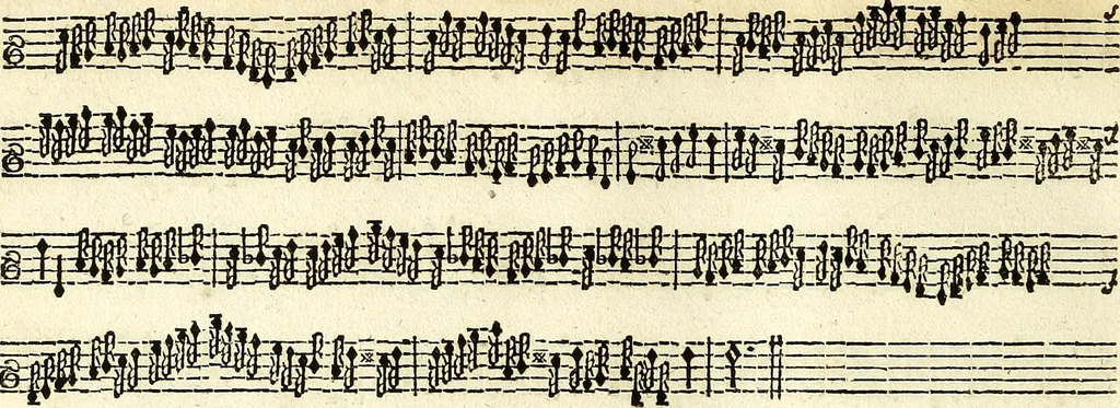 An illustration from [A composite music volume : containing Der Fluyten Lust-Hof, vol Psalmen, Paduanen, Allemanden, Couranten, Balletten, Airs, &c. konstigh en lieflik gefigureert, met veel veranderingen and 'T uitnemed kabinet, vol Pavanen, Almanden, Sarbanden, Couranten, Balletten, Intraden, Airs, &c. en de nieuwste voizen, om met 2 en 3 fioolen, of ander speel-tuigh te gebruiken], 1649, leaf 157