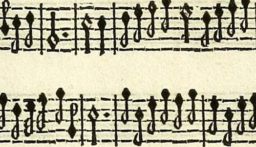 An illustration from [A composite music volume : containing Der Fluyten Lust-Hof, vol Psalmen, Paduanen, Allemanden, Couranten, Balletten, Airs, &c. konstigh en lieflik gefigureert, met veel veranderingen and 'T uitnemed kabinet, vol Pavanen, Almanden, Sarbanden, Couranten, Balletten, Intraden, Airs, &c. en de nieuwste voizen, om met 2 en 3 fioolen, of ander speel-tuigh te gebruiken], 1649, leaf 175