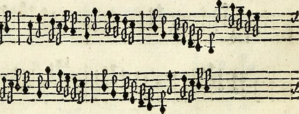 An illustration from [A composite music volume : containing Der Fluyten Lust-Hof, vol Psalmen, Paduanen, Allemanden, Couranten, Balletten, Airs, &c. konstigh en lieflik gefigureert, met veel veranderingen and 'T uitnemed kabinet, vol Pavanen, Almanden, Sarbanden, Couranten, Balletten, Intraden, Airs, &c. en de nieuwste voizen, om met 2 en 3 fioolen, of ander speel-tuigh te gebruiken], 1649, leaf 282