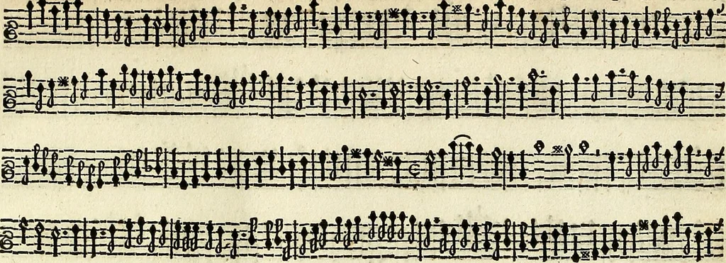 An illustration from [A composite music volume : containing Der Fluyten Lust-Hof, vol Psalmen, Paduanen, Allemanden, Couranten, Balletten, Airs, &c. konstigh en lieflik gefigureert, met veel veranderingen and 'T uitnemed kabinet, vol Pavanen, Almanden, Sarbanden, Couranten, Balletten, Intraden, Airs, &c. en de nieuwste voizen, om met 2 en 3 fioolen, of ander speel-tuigh te gebruiken], 1649, leaf 292