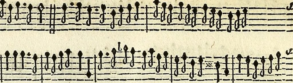 An illustration from [A composite music volume : containing Der Fluyten Lust-Hof, vol Psalmen, Paduanen, Allemanden, Couranten, Balletten, Airs, &c. konstigh en lieflik gefigureert, met veel veranderingen and 'T uitnemed kabinet, vol Pavanen, Almanden, Sarbanden, Couranten, Balletten, Intraden, Airs, &c. en de nieuwste voizen, om met 2 en 3 fioolen, of ander speel-tuigh te gebruiken], 1649, leaf 293