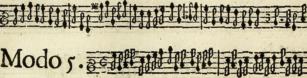 An illustration from [A composite music volume : containing Der Fluyten Lust-Hof, vol Psalmen, Paduanen, Allemanden, Couranten, Balletten, Airs, &c. konstigh en lieflik gefigureert, met veel veranderingen and 'T uitnemed kabinet, vol Pavanen, Almanden, Sarbanden, Couranten, Balletten, Intraden, Airs, &c. en de nieuwste voizen, om met 2 en 3 fioolen, of ander speel-tuigh te gebruiken], 1649, leaf 74