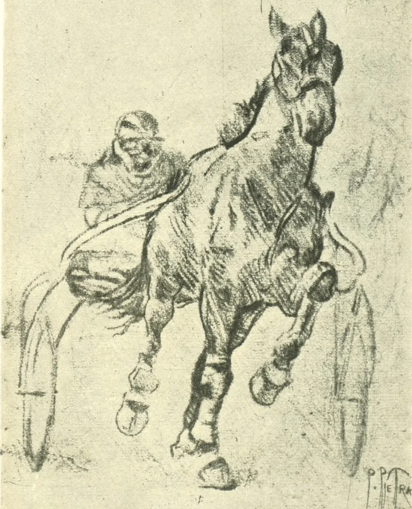 An illustration from Acquafortisti italiani; reccolta di acqueforti, acquetine, puntesecche, maniera nera, di 150 artisti. Acquafortistes italiens; recueil de eauxfortes, acqua-tintas, pointes-sèches, façon noire, de 150 artistes, 1922, leaf 124