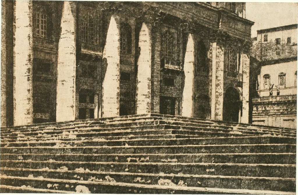 An illustration from Acquafortisti italiani; reccolta di acqueforti, acquetine, puntesecche, maniera nera, di 150 artisti. Acquafortistes italiens; recueil de eauxfortes, acqua-tintas, pointes-sèches, façon noire, de 150 artistes, 1922, leaf 178