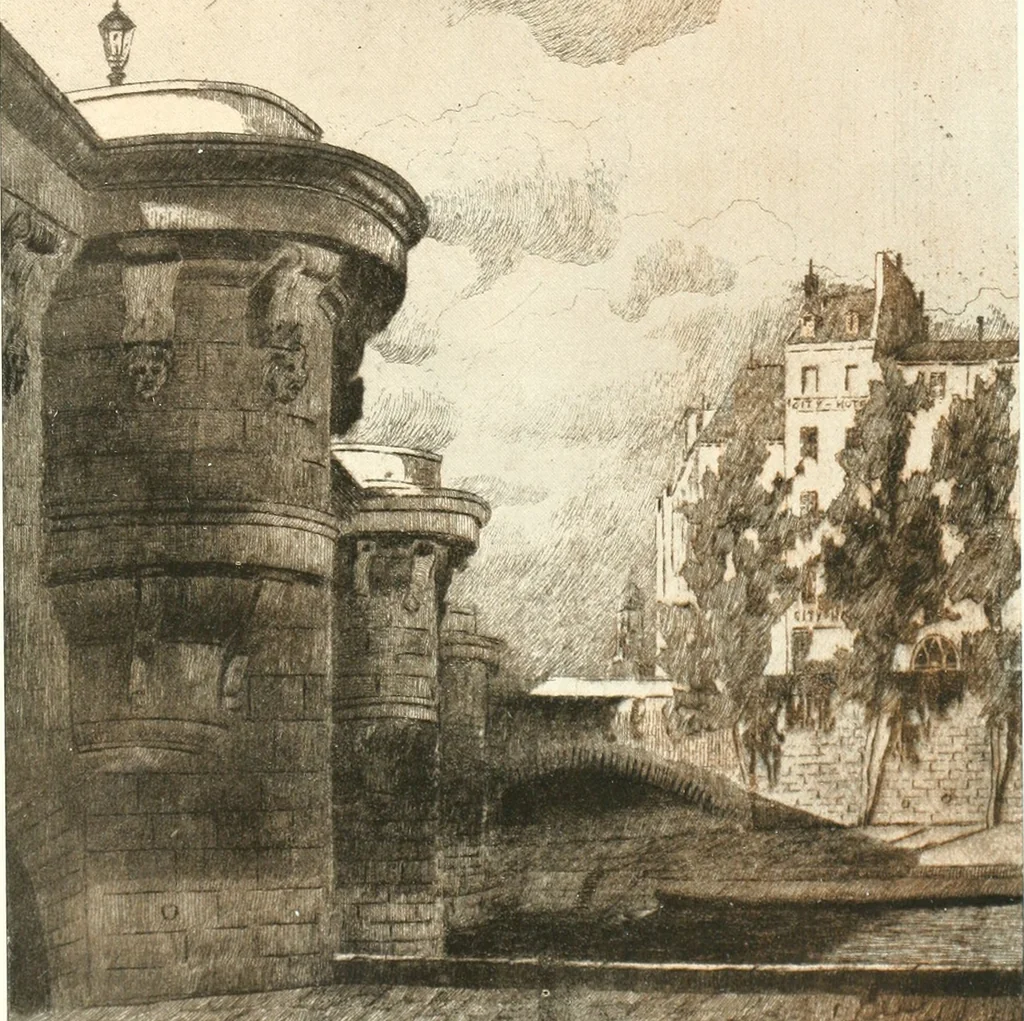 An illustration from Acquafortisti italiani; reccolta di acqueforti, acquetine, puntesecche, maniera nera, di 150 artisti. Acquafortistes italiens; recueil de eauxfortes, acqua-tintas, pointes-sèches, façon noire, de 150 artistes, 1922, leaf 188