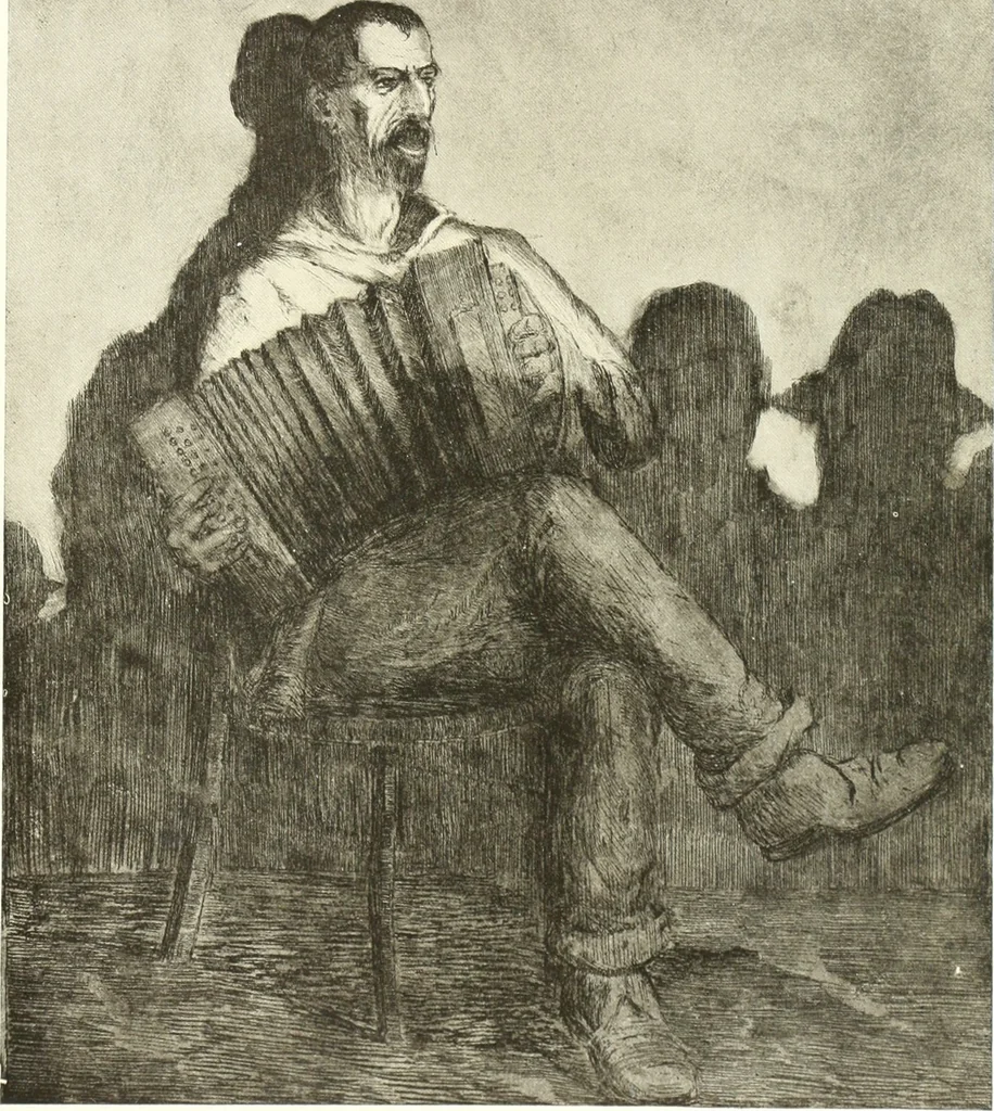 An illustration from Acquafortisti italiani; reccolta di acqueforti, acquetine, puntesecche, maniera nera, di 150 artisti. Acquafortistes italiens; recueil de eauxfortes, acqua-tintas, pointes-sèches, façon noire, de 150 artistes, 1922, leaf 240