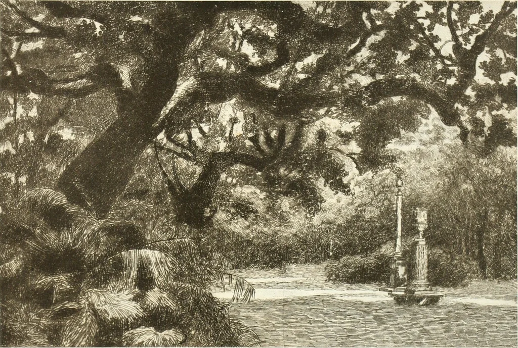 An illustration from Acquafortisti italiani; reccolta di acqueforti, acquetine, puntesecche, maniera nera, di 150 artisti. Acquafortistes italiens; recueil de eauxfortes, acqua-tintas, pointes-sèches, façon noire, de 150 artistes, 1922, leaf 262