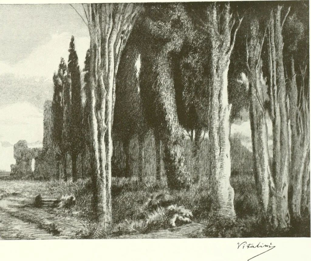 An illustration from Acquafortisti italiani; reccolta di acqueforti, acquetine, puntesecche, maniera nera, di 150 artisti. Acquafortistes italiens; recueil de eauxfortes, acqua-tintas, pointes-sèches, façon noire, de 150 artistes, 1922, leaf 264