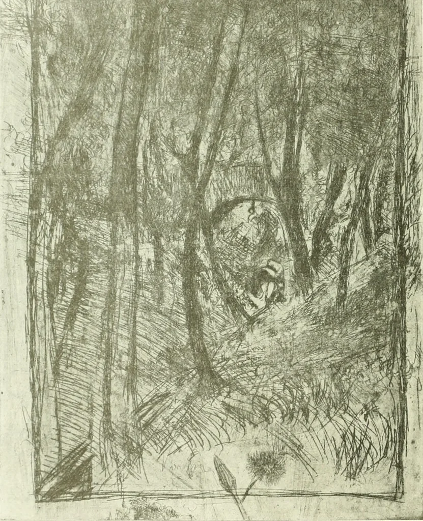An illustration from Acquafortisti italiani; reccolta di acqueforti, acquetine, puntesecche, maniera nera, di 150 artisti. Acquafortistes italiens; recueil de eauxfortes, acqua-tintas, pointes-sèches, façon noire, de 150 artistes, 1922, leaf 293
