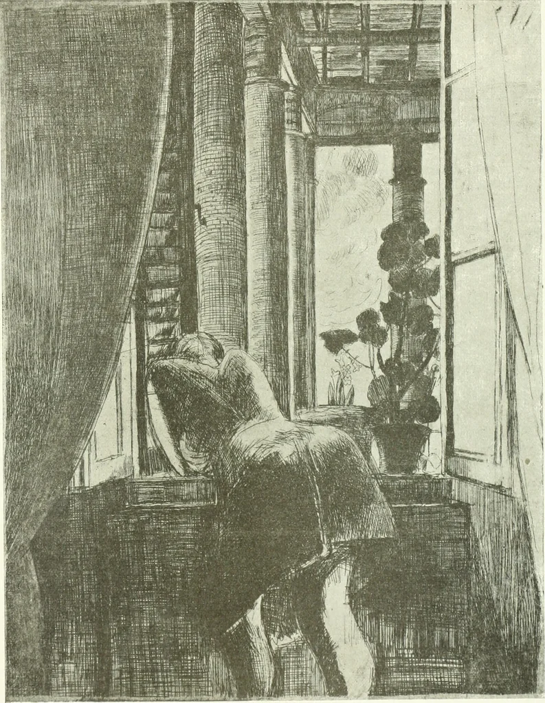 An illustration from Acquafortisti italiani; reccolta di acqueforti, acquetine, puntesecche, maniera nera, di 150 artisti. Acquafortistes italiens; recueil de eauxfortes, acqua-tintas, pointes-sèches, façon noire, de 150 artistes, 1922, leaf 294