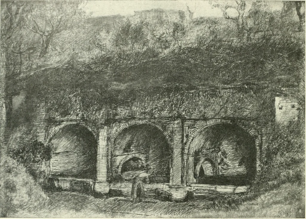 An illustration from Acquafortisti italiani; reccolta di acqueforti, acquetine, puntesecche, maniera nera, di 150 artisti. Acquafortistes italiens; recueil de eauxfortes, acqua-tintas, pointes-sèches, façon noire, de 150 artistes, 1922, leaf 297