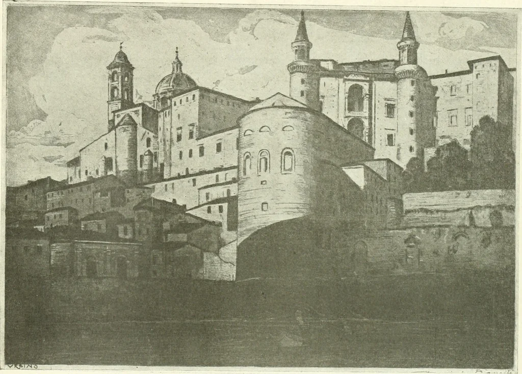 An illustration from Acquafortisti italiani; reccolta di acqueforti, acquetine, puntesecche, maniera nera, di 150 artisti. Acquafortistes italiens; recueil de eauxfortes, acqua-tintas, pointes-sèches, façon noire, de 150 artistes, 1922, leaf 300