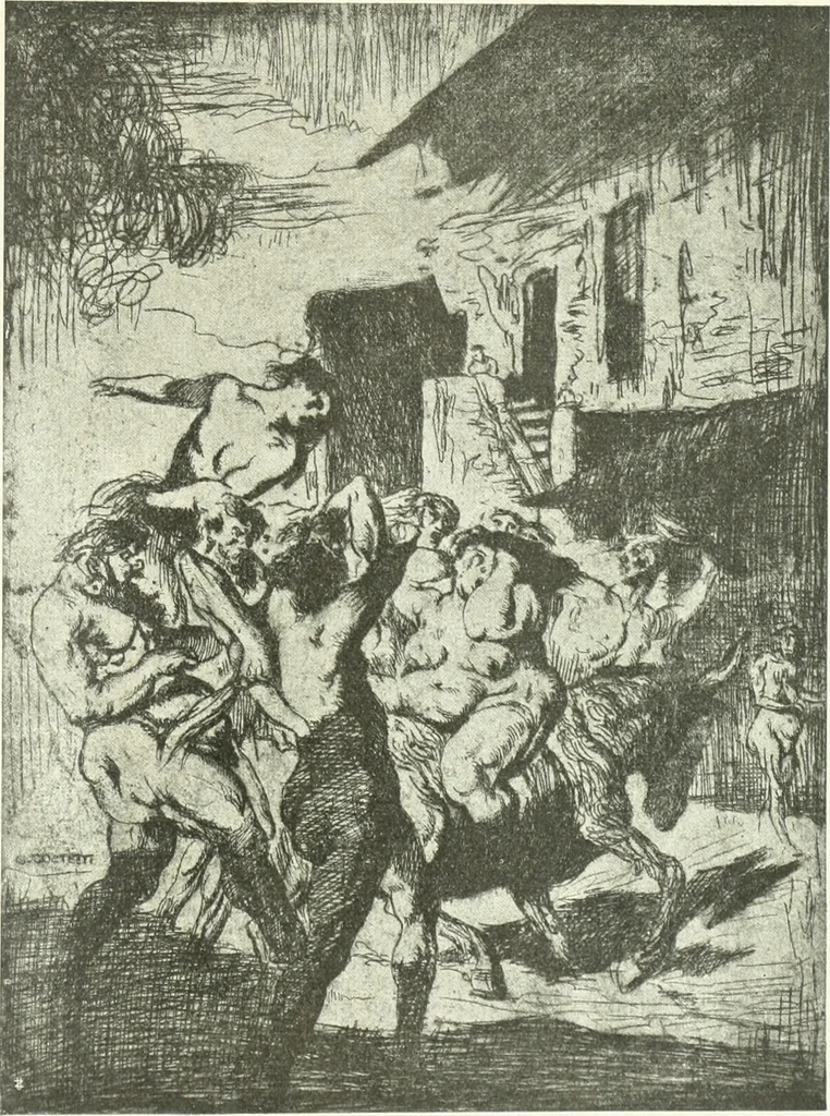 An illustration from Acquafortisti italiani; reccolta di acqueforti, acquetine, puntesecche, maniera nera, di 150 artisti. Acquafortistes italiens; recueil de eauxfortes, acqua-tintas, pointes-sèches, façon noire, de 150 artistes, 1922, leaf 302