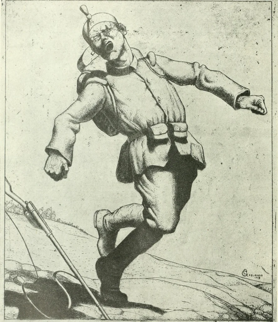 An illustration from Acquafortisti italiani; reccolta di acqueforti, acquetine, puntesecche, maniera nera, di 150 artisti. Acquafortistes italiens; recueil de eauxfortes, acqua-tintas, pointes-sèches, façon noire, de 150 artistes, 1922, leaf 305