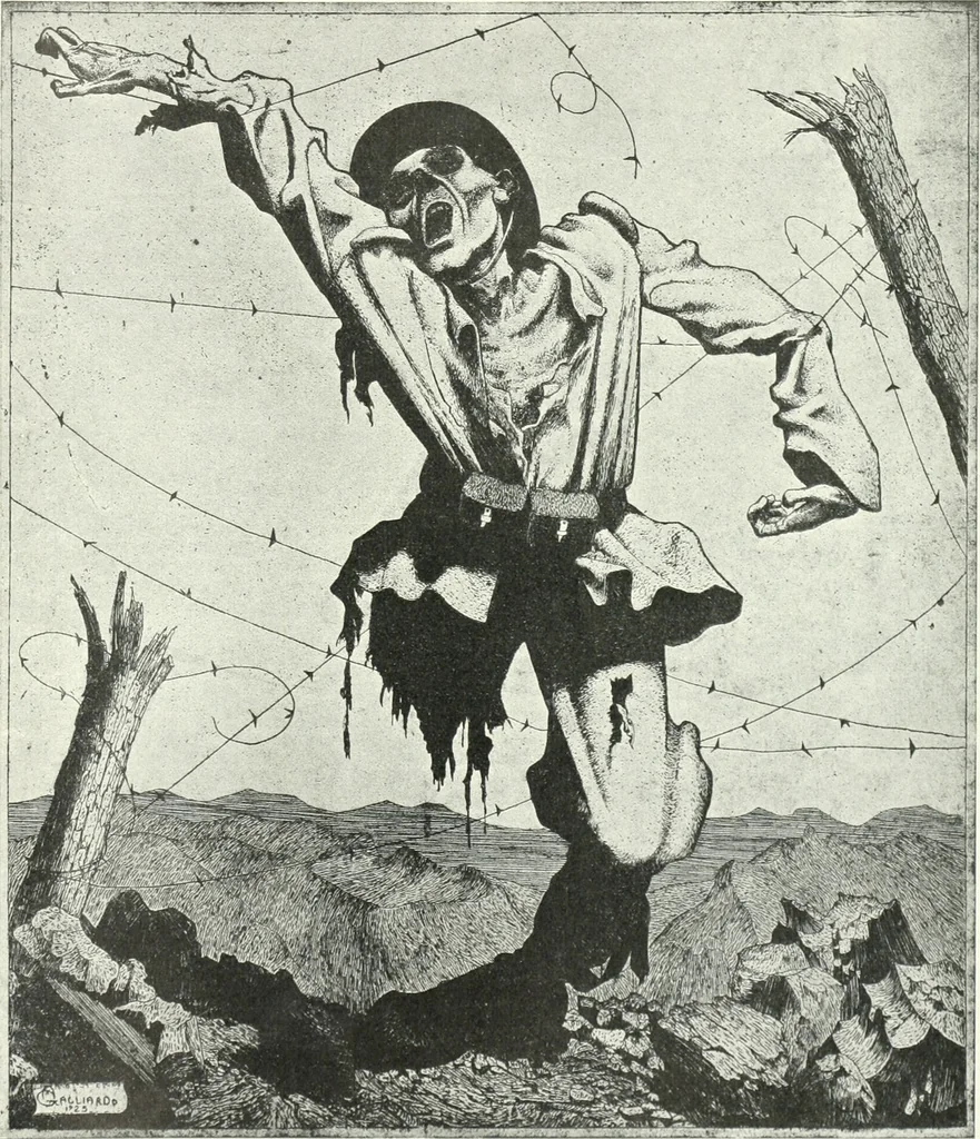 An illustration from Acquafortisti italiani; reccolta di acqueforti, acquetine, puntesecche, maniera nera, di 150 artisti. Acquafortistes italiens; recueil de eauxfortes, acqua-tintas, pointes-sèches, façon noire, de 150 artistes, 1922, leaf 308