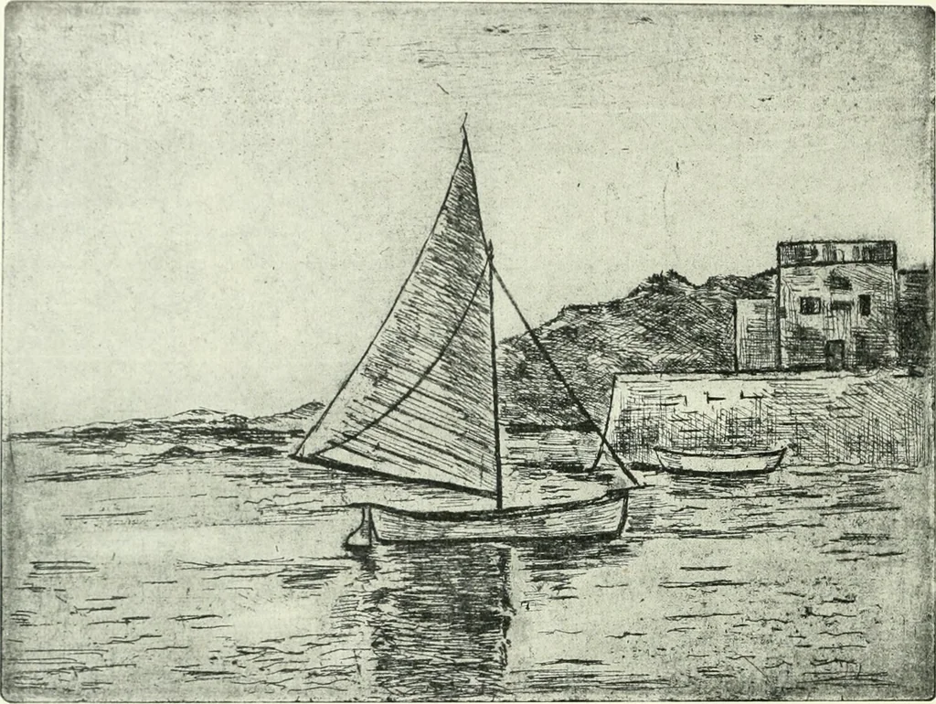 An illustration from Acquafortisti italiani; reccolta di acqueforti, acquetine, puntesecche, maniera nera, di 150 artisti. Acquafortistes italiens; recueil de eauxfortes, acqua-tintas, pointes-sèches, façon noire, de 150 artistes, 1922, leaf 311