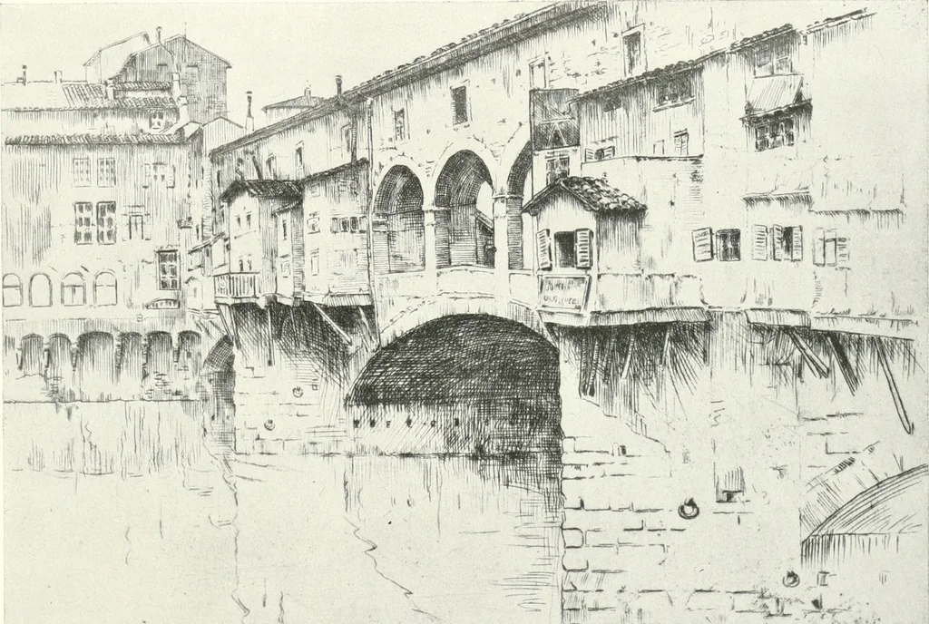 An illustration from Acquafortisti italiani; reccolta di acqueforti, acquetine, puntesecche, maniera nera, di 150 artisti. Acquafortistes italiens; recueil de eauxfortes, acqua-tintas, pointes-sèches, façon noire, de 150 artistes, 1922, leaf 36