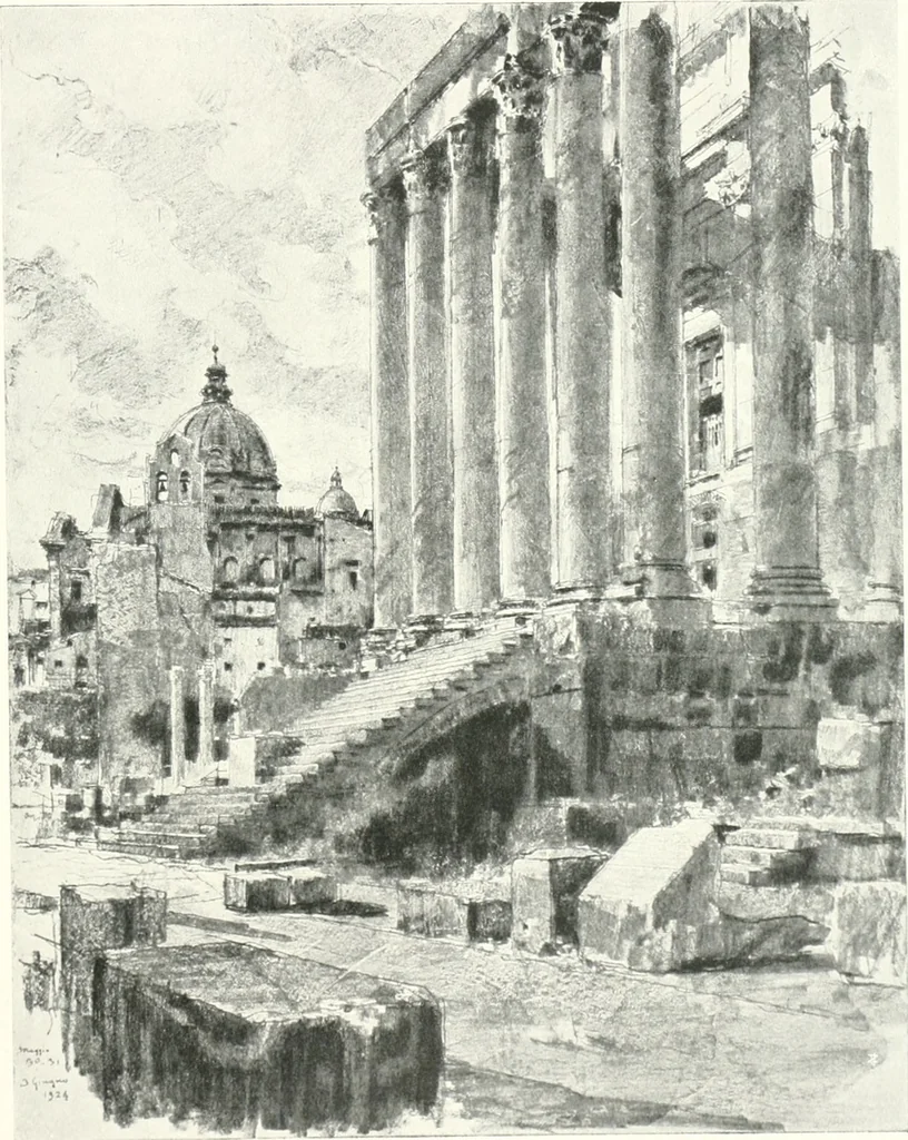 An illustration from Acquafortisti italiani; reccolta di acqueforti, acquetine, puntesecche, maniera nera, di 150 artisti. Acquafortistes italiens; recueil de eauxfortes, acqua-tintas, pointes-sèches, façon noire, de 150 artistes, 1922, leaf 54