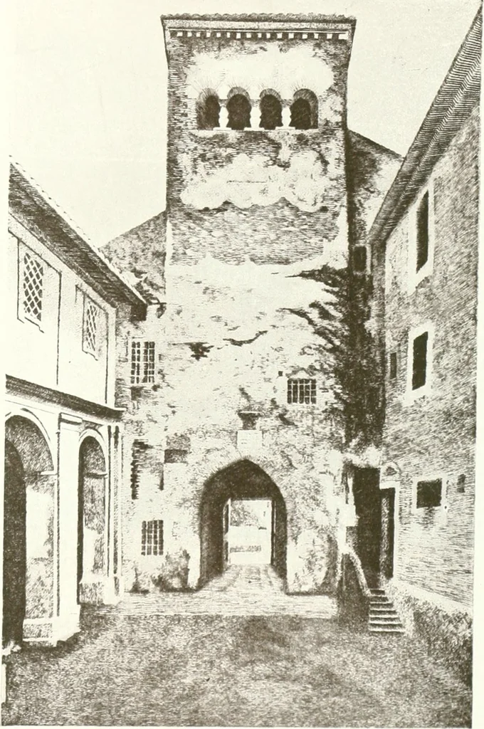 An illustration from Acquafortisti italiani; reccolta di acqueforti, acquetine, puntesecche, maniera nera, di 150 artisti. Acquafortistes italiens; recueil de eauxfortes, acqua-tintas, pointes-sèches, façon noire, de 150 artistes, 1922, leaf 72