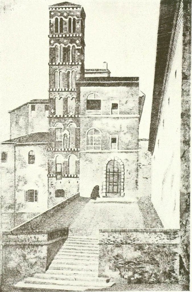 An illustration from Acquafortisti italiani; reccolta di acqueforti, acquetine, puntesecche, maniera nera, di 150 artisti. Acquafortistes italiens; recueil de eauxfortes, acqua-tintas, pointes-sèches, façon noire, de 150 artistes, 1922, leaf 76