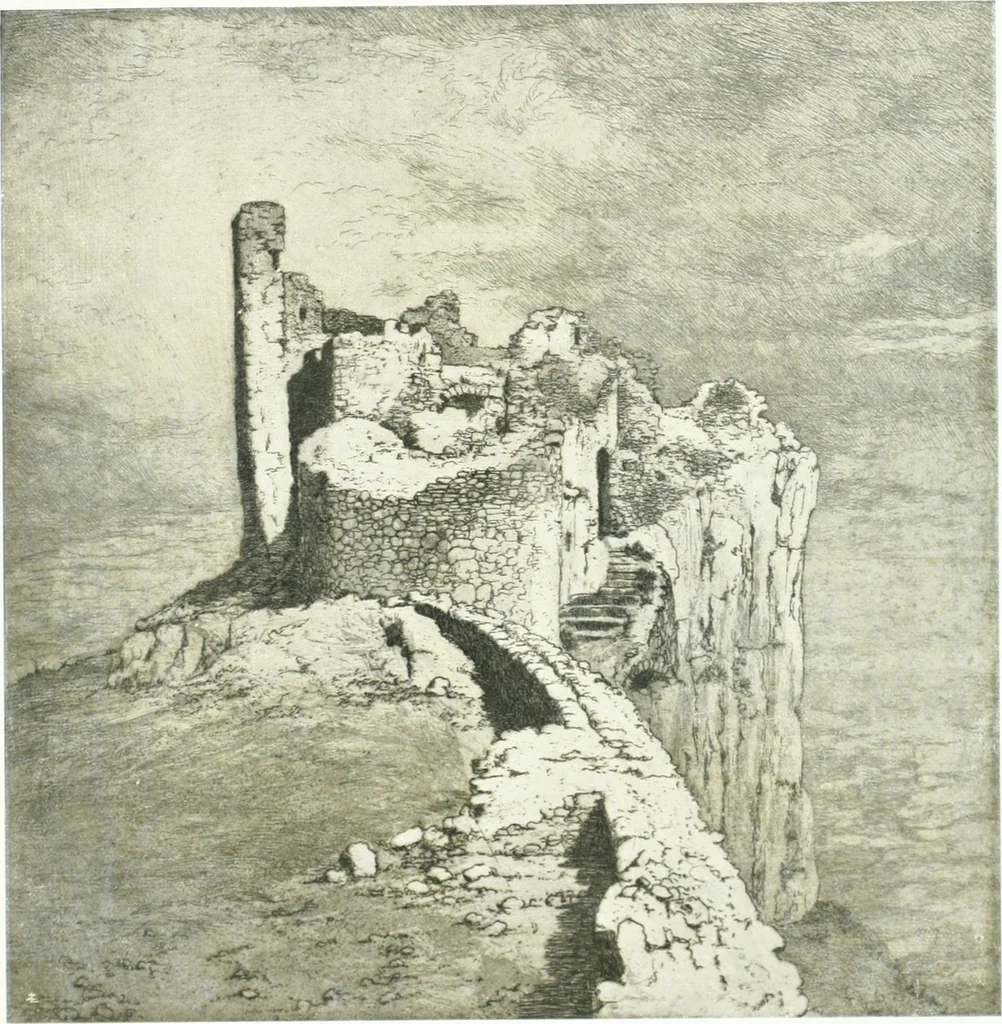 An illustration from Acquafortisti italiani; reccolta di acqueforti, acquetine, puntesecche, maniera nera, di 150 artisti. Acquafortistes italiens; recueil de eauxfortes, acqua-tintas, pointes-sèches, façon noire, de 150 artistes, 1922, leaf 84