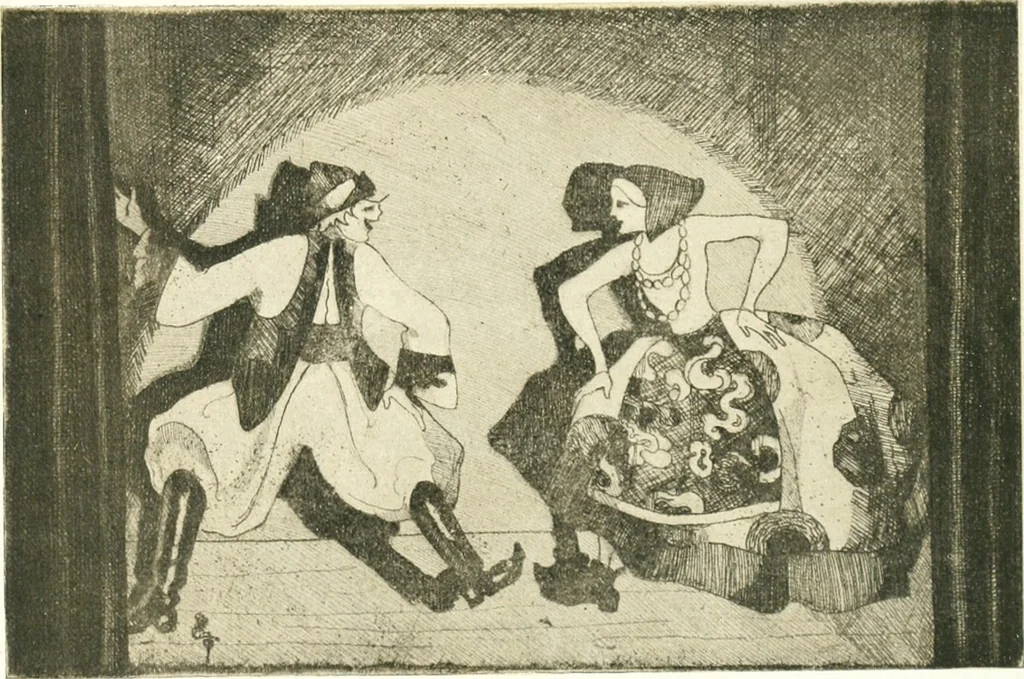 An illustration from Acquafortisti italiani; reccolta di acqueforti, acquetine, puntesecche, maniera nera, di 150 artisti. Acquafortistes italiens; recueil de eauxfortes, acqua-tintas, pointes-sèches, façon noire, de 150 artistes, 1922, leaf 90