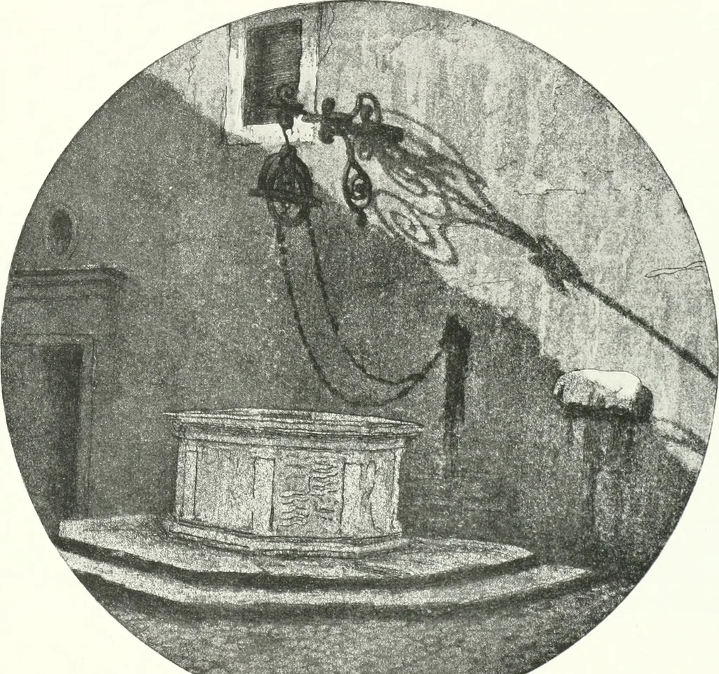 An illustration from Acquafortisti italiani; reccolta di acqueforti, acquetine, puntesecche, maniera nera, di 150 artisti. Acquafortistes italiens; recueil de eauxfortes, acqua-tintas, pointes-sèches, façon noire, de 150 artistes, 1922, leaf 98