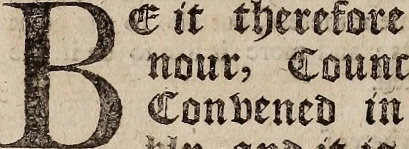An illustration from Acts and laws, passed by the great and general court or assembly of Their Majesties province of the Massachussets-bay, in New England : Begun at Boston, the eighth day of June, 1692. And continued by adjournment, unto Wednesday the twelfth day of October following: Being the second sessions .., 1692, leaf 53