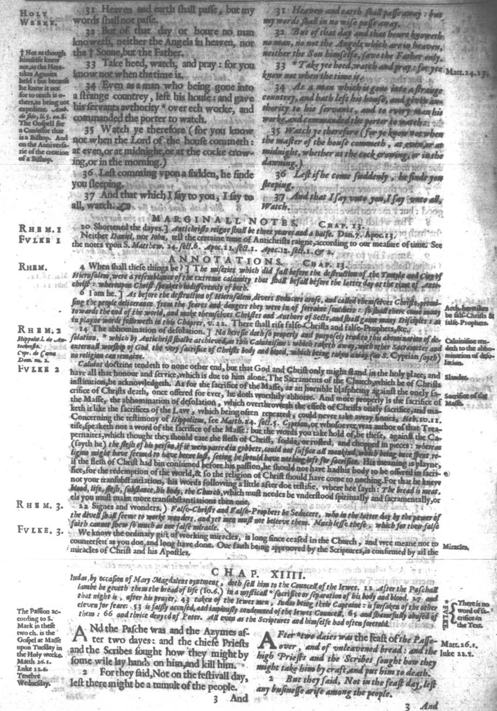 An illustration from [A defense of the sincere and trve translation of the Holy Scriptvres into the English tongve, against the manifold cavils, frivolous quarrels, and impudent slanders of Gregorie Martin .., 1633, leaf 210