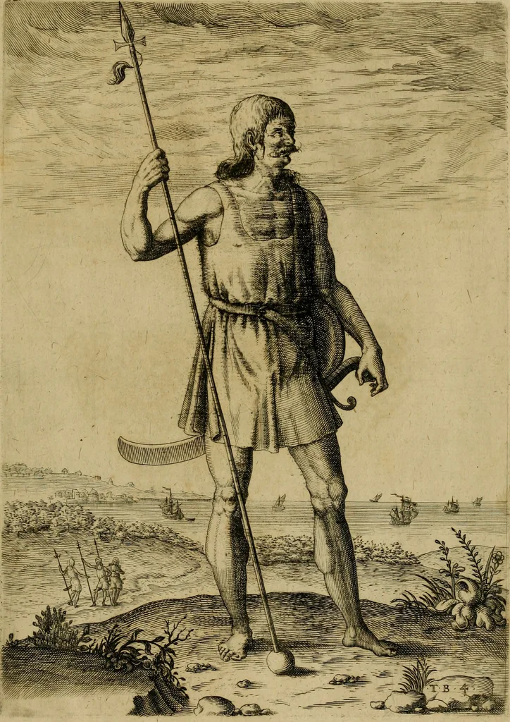 An illustration from Admiranda narratio fida tamen, de commodis et incolarvm ritibvs Virginiæ : nvper admodvm ab Anglis, qvi à Dn. Richardo Greinvile equestris ordinis viro eò in coloniam anno M.D. LXXXV. dedvcti svnt inventæ, svmtus faciente Dn. VValtero Raleigh equestris ordinis viro fodinarv stanni præfecto ex avctoritate serenissimæ reginæ Angliæ, 1590, leaf 122