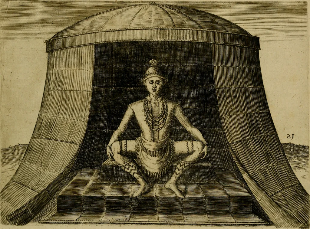 An illustration from Admiranda narratio fida tamen, de commodis et incolarvm ritibvs Virginiæ : nvper admodvm ab Anglis, qvi à Dn. Richardo Greinvile equestris ordinis viro eò in coloniam anno M.D. LXXXV. dedvcti svnt inventæ, svmtus faciente Dn. VValtero Raleigh equestris ordinis viro fodinarv stanni præfecto ex avctoritate serenissimæ reginæ Angliæ, 1590, leaf 98
